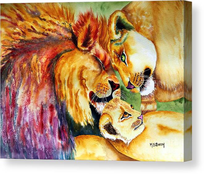 Lion Canvas Print featuring the painting A Lion's Pride by Maria Barry