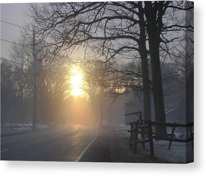 Fog Canvas Print featuring the photograph A Morning by Zackary Jones