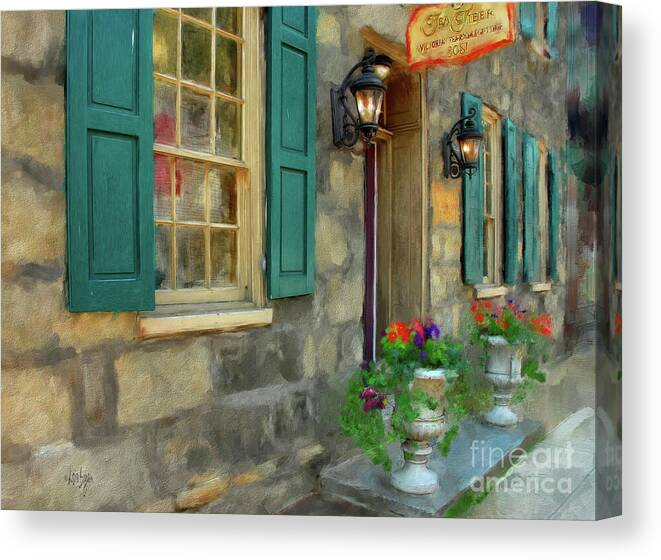 Architecture Canvas Print featuring the digital art A Victorian Tea Room by Lois Bryan