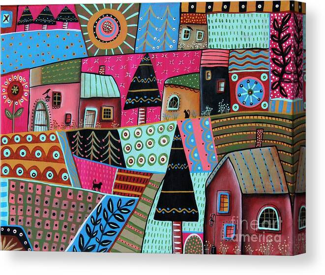 Landscape Canvas Print featuring the painting Abstract Town by Karla Gerard