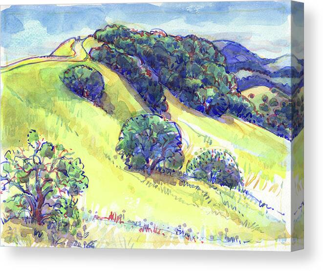 Landscape Canvas Print featuring the painting Acalanes Ridge, Lafayette, CA by Judith Kunzle