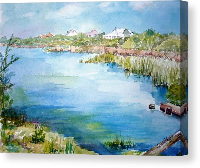 Lake Canvas Print featuring the painting Across The Lake by Dorothy Herron