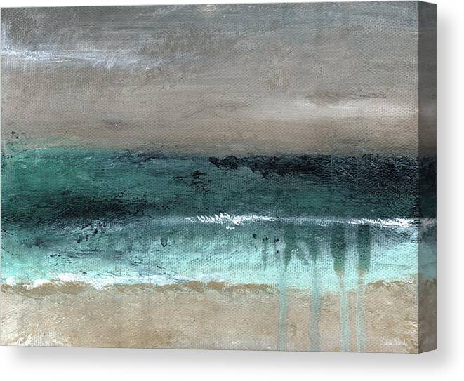 Beach Canvas Print featuring the mixed media After The Storm 2- Abstract Beach Landscape by Linda Woods by Linda Woods