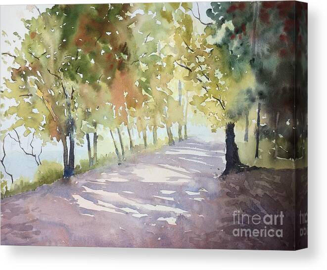 Walk Canvas Print featuring the painting Afternoon Sun by Watercolor Meditations