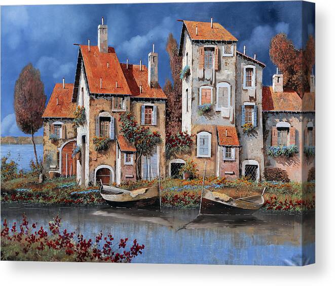 Lake Canvas Print featuring the painting Al Lago by Guido Borelli