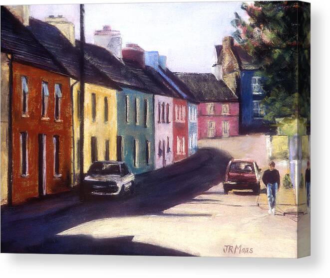 Irish Village Canvas Print featuring the pastel All In A Row by Julie Maas