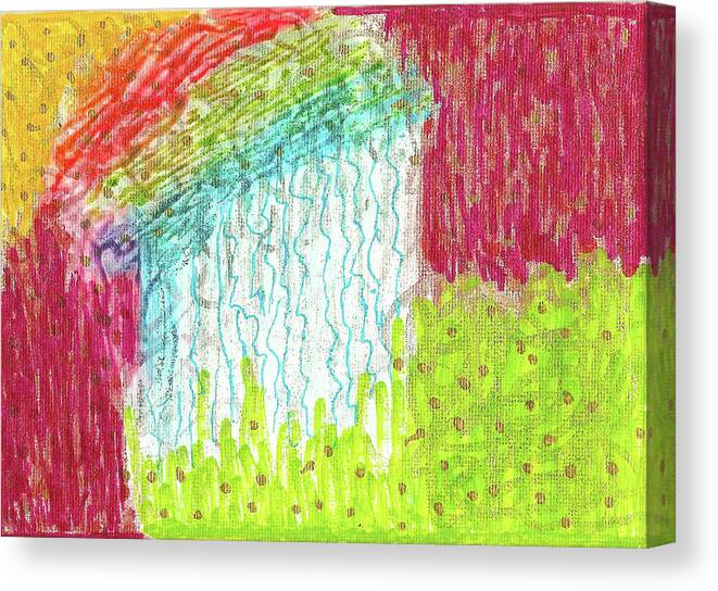 Original Art Canvas Print featuring the painting And The Rain Came by Susan Schanerman