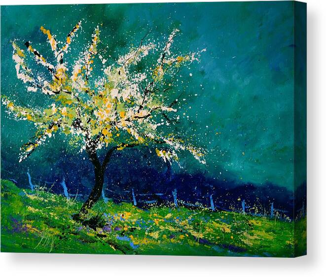 Landscape Canvas Print featuring the painting Appletree In Blossom by Pol Ledent