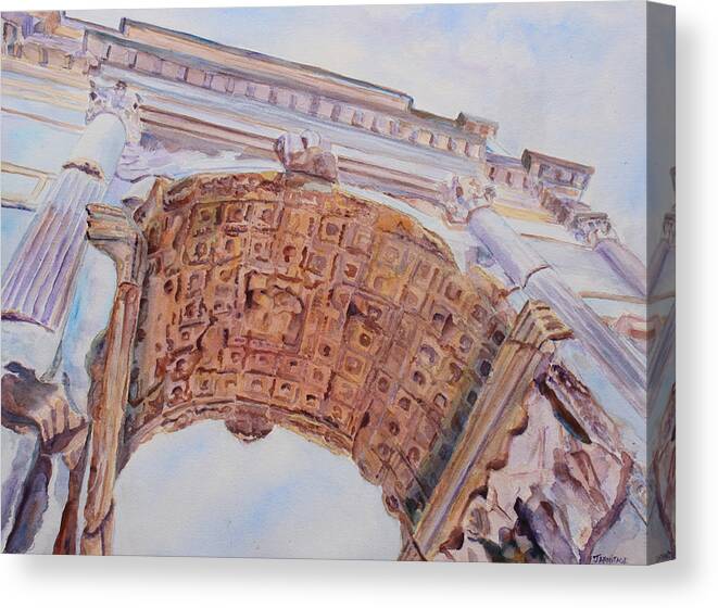 Arch Of Titus Canvas Print featuring the painting Arch of Titus One by Jenny Armitage