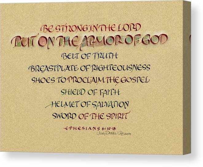 Armor Of God Canvas Print featuring the painting Armor of God by Judy Dodds