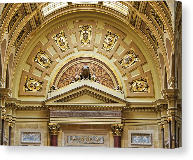 Wisconsin Canvas Print featuring the photograph Assembly Entrance - Capitol - Madison - Wisconsin by Steven Ralser