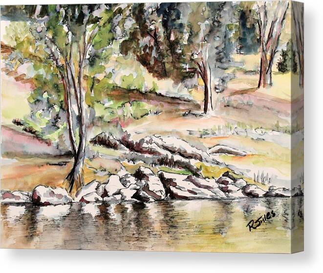 Peace Canvas Print featuring the painting At the Water's Edge by Richard Jules