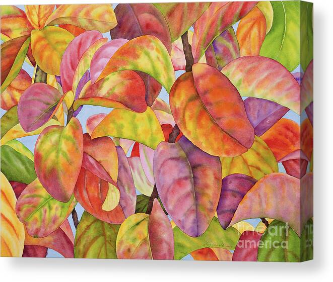 Autumn Leaves Canvas Print featuring the painting Autumn Crepe Myrtle by Lucy Arnold