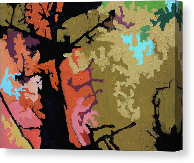 Abstract Canvas Print featuring the painting Autumn Trees #6 by John Lautermilch