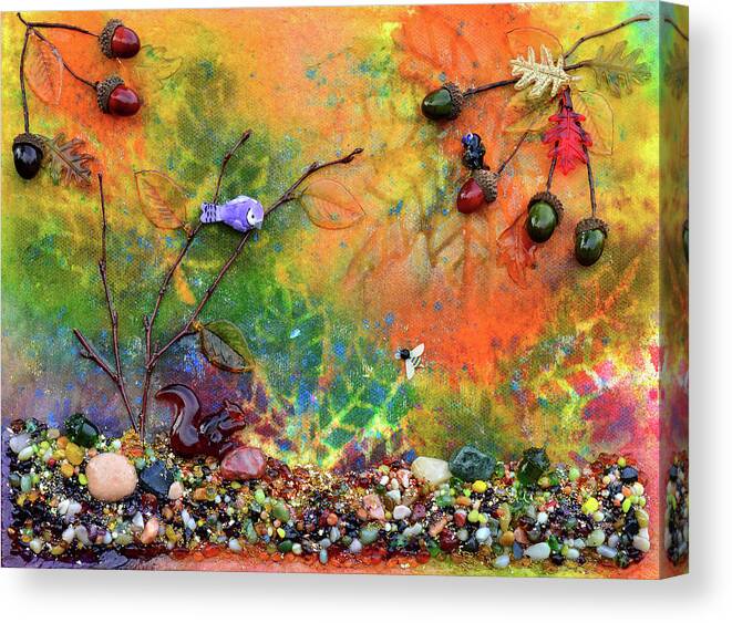 Woodland Canvas Print featuring the mixed media Autumnal Enchantment by Donna Blackhall