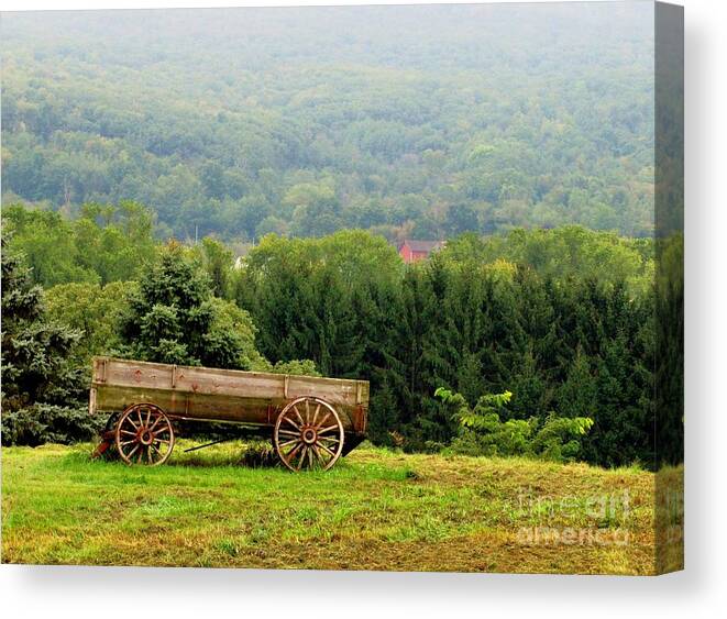 Old Wagon Canvas Print featuring the photograph Baraboo Hillside by Marilyn Smith