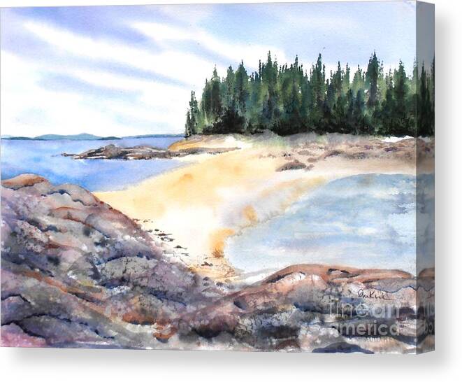 Maine Canvas Print featuring the painting Barred Island Sandbar by Diane Kirk