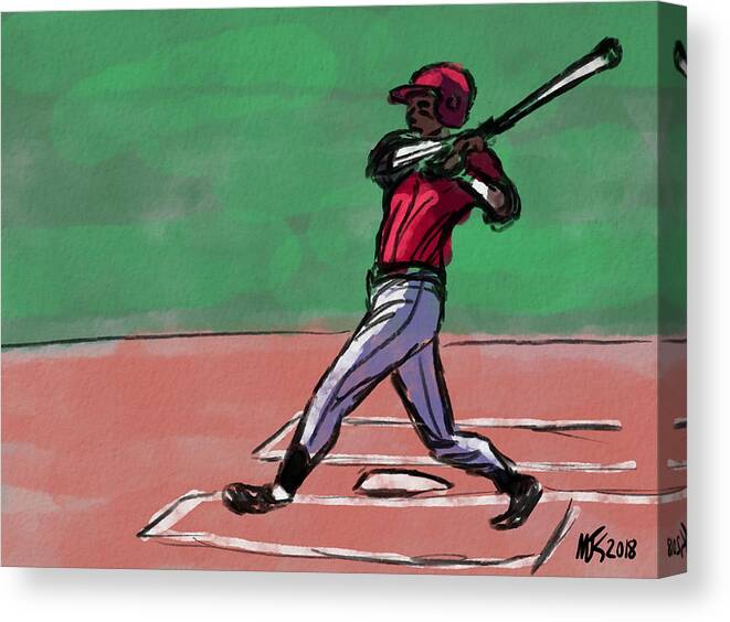 Baseball Canvas Print featuring the digital art Batter Up by Michael Kallstrom