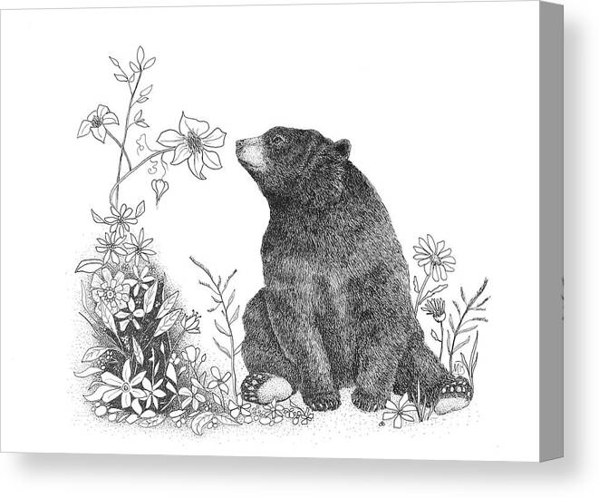 Wildlife Canvas Print featuring the drawing Be sure to smell the flowers along the way by Monica Burnette