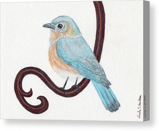 Bird Canvas Print featuring the drawing Beautiful Bluebird by Nicole I Hamilton