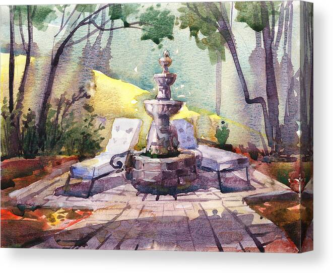 Fountains Canvas Print featuring the painting Beautiful Day, home by Kristina Vardazaryan