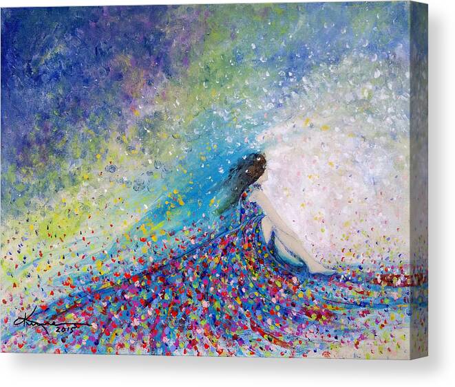 Being A Woman Canvas Print featuring the painting Being a Woman - #5 In a daydream by Kume Bryant