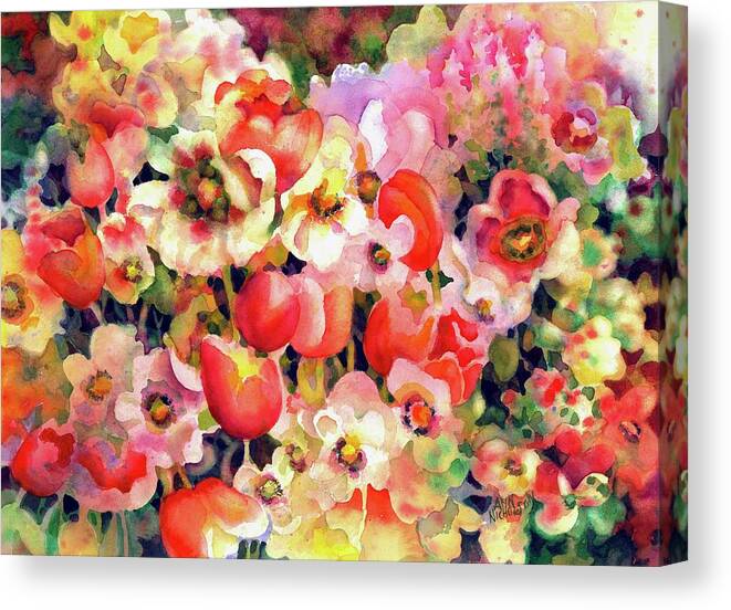 Watercolor Canvas Print featuring the painting Belle Fleurs II by Ann Nicholson