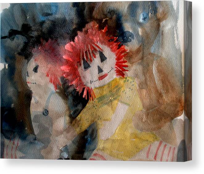 Dolls Canvas Print featuring the painting Best Friends by Lisa Schorr