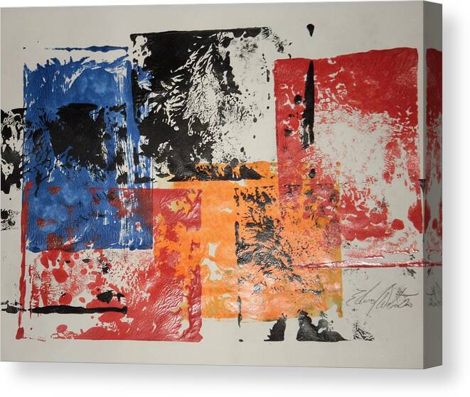 Abstract Canvas Print featuring the painting Between Stop Signs by Edward Wolverton