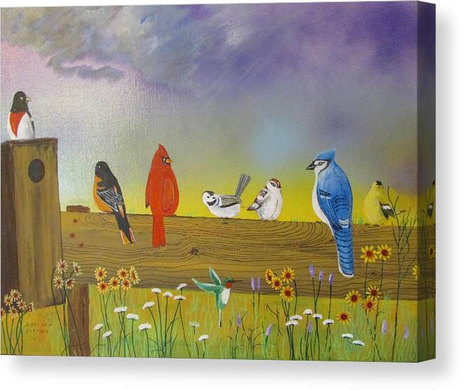 Canvas Print featuring the painting Birds of a Feather by Dave Farrow