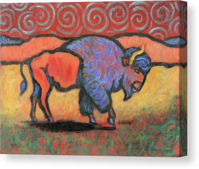 Bison Canvas Print featuring the painting Bison Totem by Linda Ruiz-Lozito