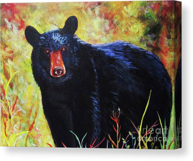 Bear Canvas Print featuring the painting Black Bear by Anne Marie Brown