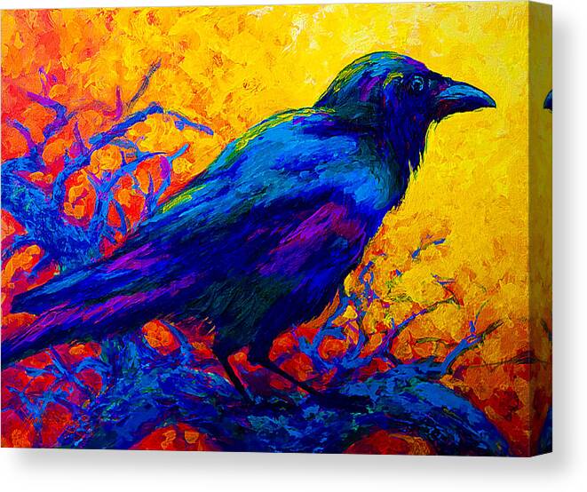 Crows Canvas Print featuring the painting Black Onyx - Raven by Marion Rose
