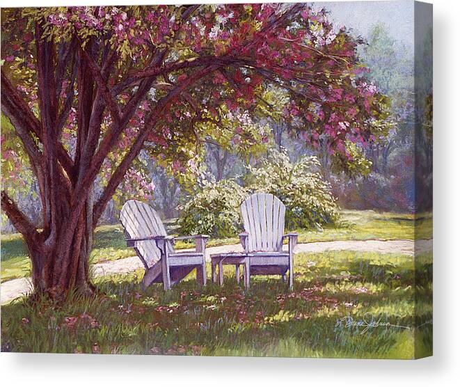 Williamsburg Va Canvas Print featuring the painting Blossom Shower by L Diane Johnson