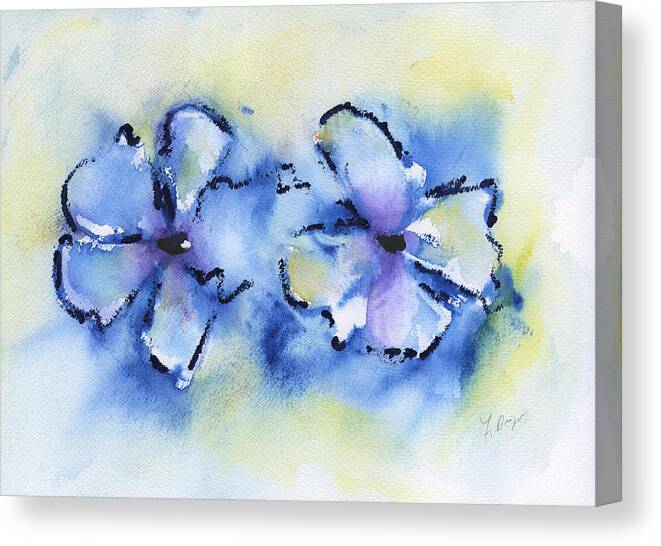 Blue Blooms Canvas Print featuring the painting Blue Blooms by Frank Bright