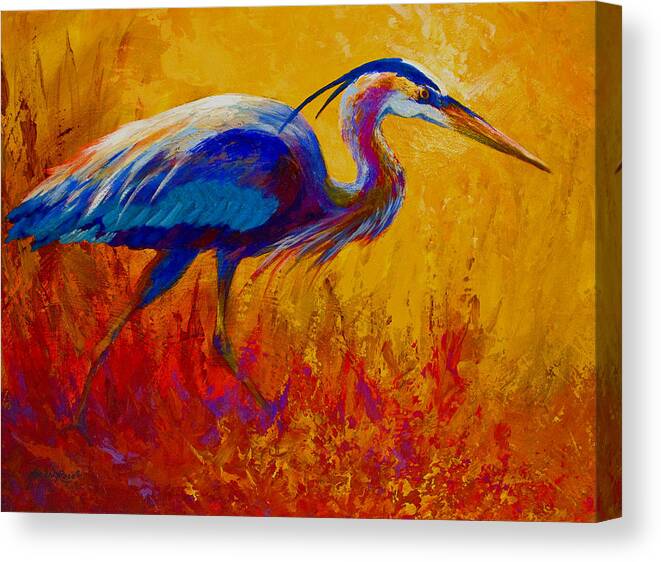 Heron Canvas Print featuring the painting Blue Heron by Marion Rose