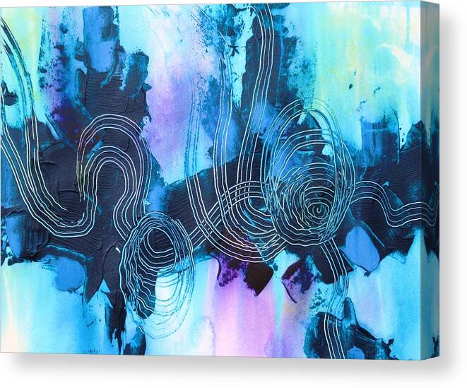 Abstract Canvas Print featuring the painting Blue on Blue by Louise Adams