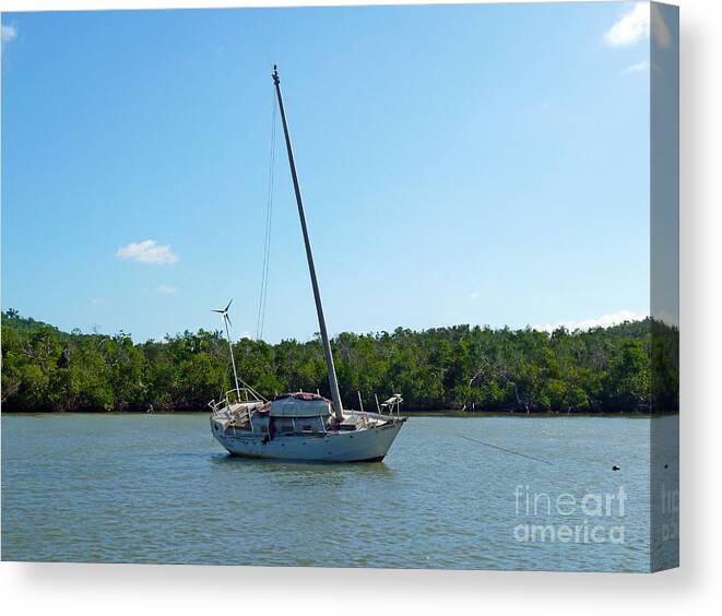 Photography Canvas Print featuring the photograph Boat and Island by Francesca Mackenney
