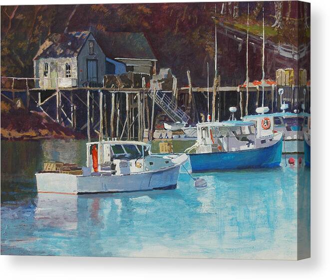 Maine Canvas Print featuring the painting Boat Shack by Robert Bissett