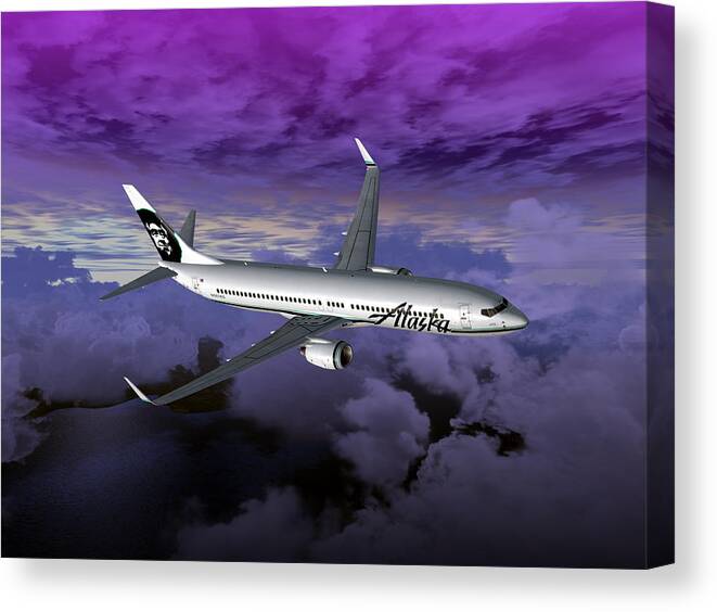 Aviation Canvas Print featuring the digital art Boeing 737 NG 001 by Mike Ray