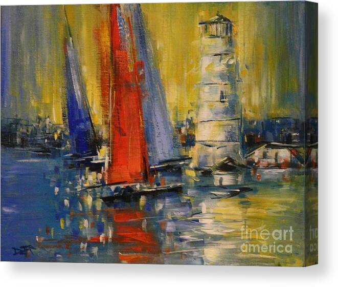 Boston Canvas Print featuring the painting Boston Light by Dan Campbell