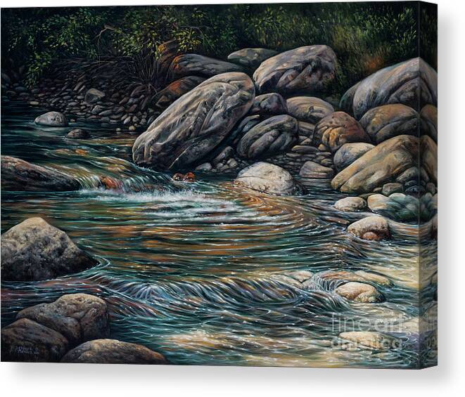 Landscape Canvas Print featuring the painting Boulders at Jemez by Ricardo Chavez-Mendez