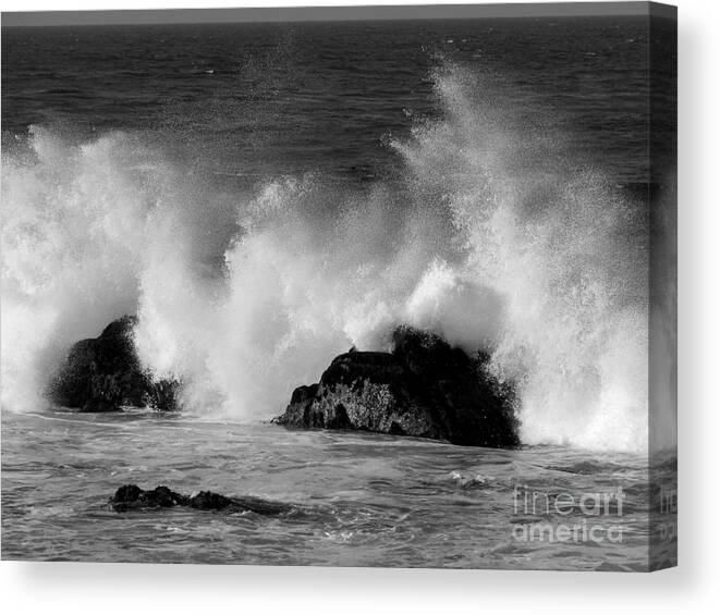 Pacific Grove Canvas Print featuring the photograph Breaking Wave at Pacific Grove by James B Toy