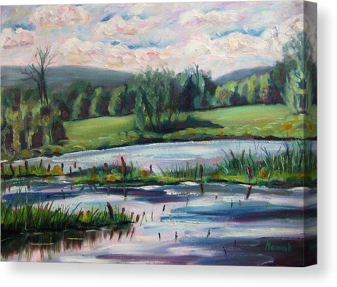 Pond Canvas Print featuring the painting Brick Pond Afternoon by Richard Nowak