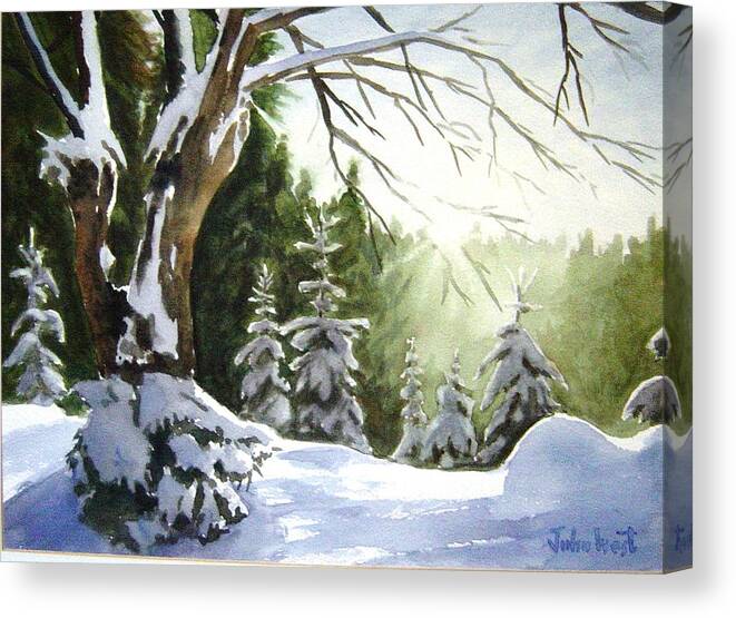 Landscape Canvas Print featuring the painting Bright Winter Sun by John West