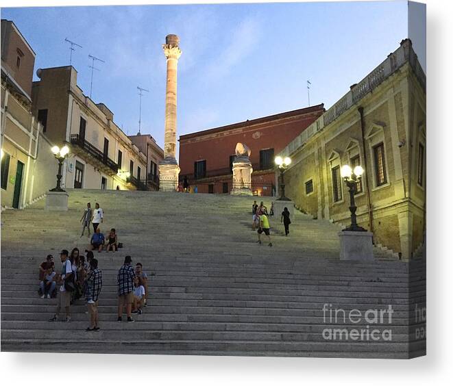 Cityscape Canvas Print featuring the photograph Brindisi Colonne Appian Way by Italian Art