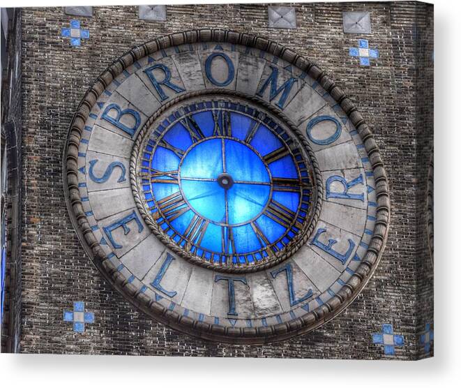 Bromo Seltzer Tower Clock Face Canvas Print featuring the photograph Bromo Seltzer Tower Clock Face #4 by Marianna Mills