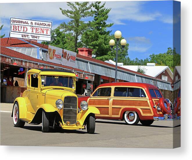Goodguys Canvas Print featuring the photograph Bud Tent Hot Rods by Christopher McKenzie