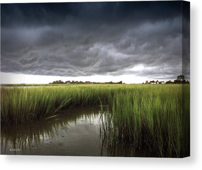 Summer Storm Print Canvas Print featuring the photograph Cabbage Inlet Cold Front by Phil Mancuso