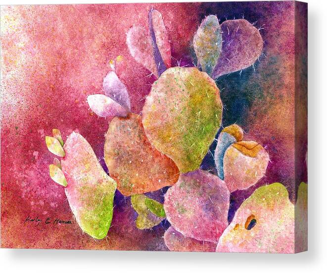 Hearts Canvas Print featuring the painting Cactus Heart by Hailey E Herrera
